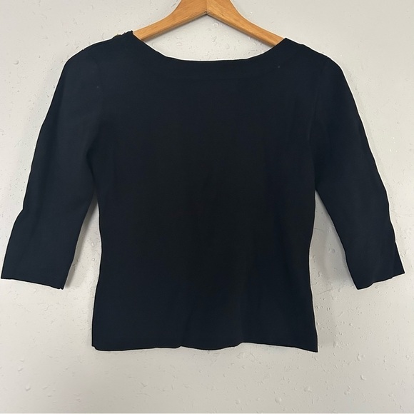 🦋 J.A.C. Vintage 90s Black Button Detail 3/4 Sleeve Blouse Medium - Picture 4 of 6